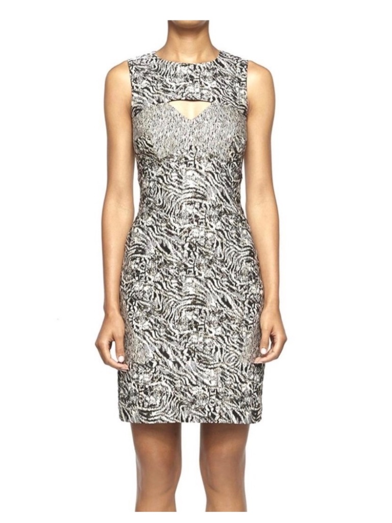 Nicole Miller Zebra Metallic Cocktail Sheath Dress